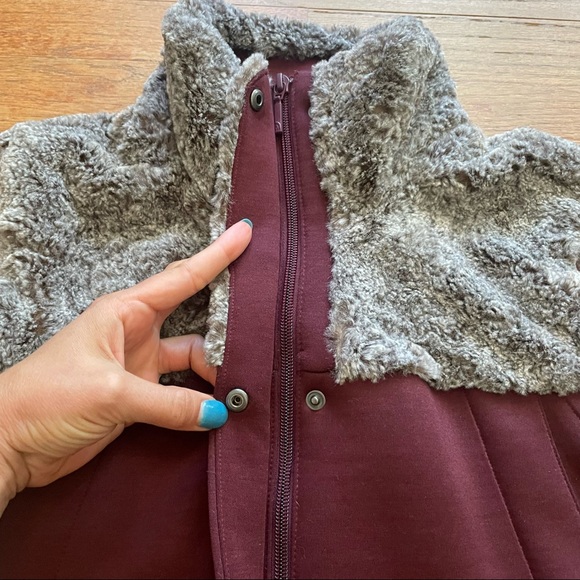 The North Face Hybernation Thermal 3D Vest Maroon Red Gray Shearling size M - Picture 5 of 16